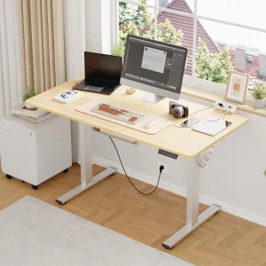 Mancheer Home Office Height Adjustable Standing Desk with USB Ports and Cable Management Tray