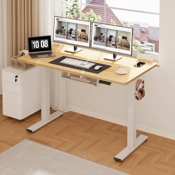 Mancheer Home Office Height Adjustable Standing Desk with USB Ports and Cable Management Tray - Image 2